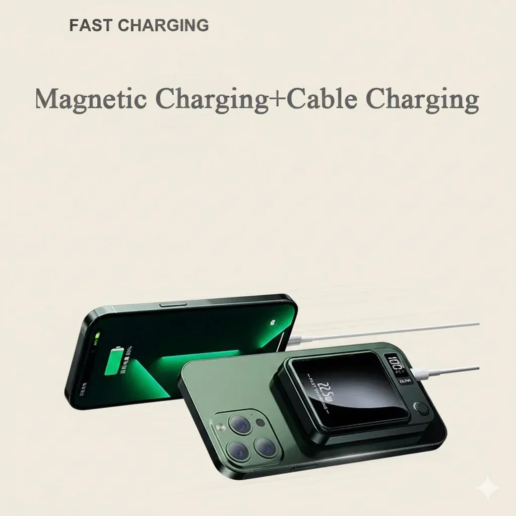 MagBoost EverCharge 20K infographic showing fast charging, USB-C PD, MagSafe and compact size.